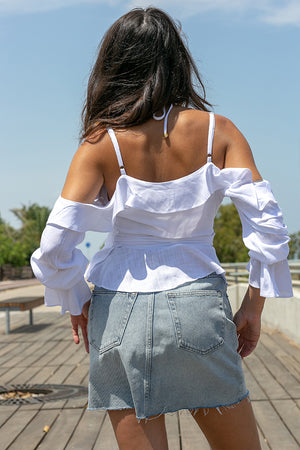 Runaway - Hunter Wrap Top White