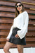 NA-KD - Cropped Long Sleeve Knitted Sweater White