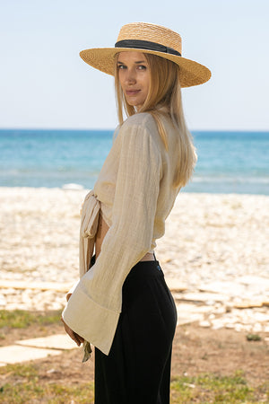 Sun Sea & Roses – Stefania Wrap Shirt Beige