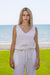 Back In Stock - Sun Sea & Roses – Lorena Deep V Blouse White