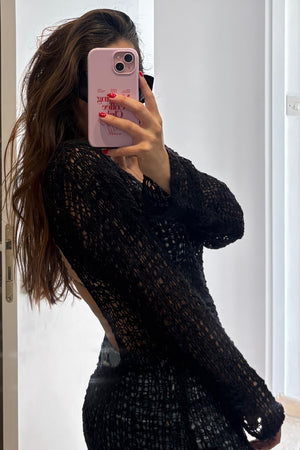 Lara Ethnics - Crochet Dress Black