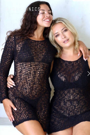 Lara Ethnics - Crochet Dress Black