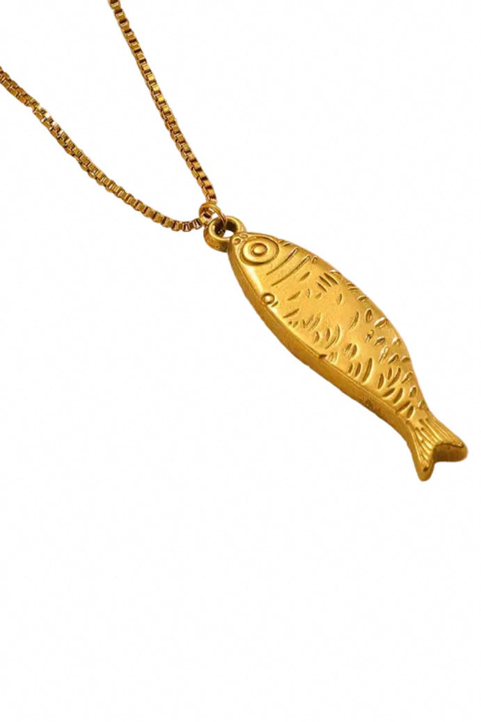 Sun Sea & Roses - Necklace Fish Gold