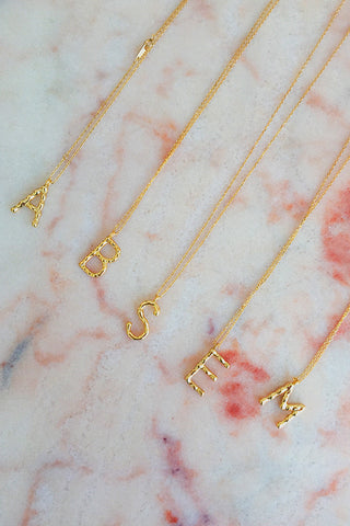 Queencii – Letter Necklace 925 Sterling Silver / 18k Yellow Gold Plated - BAZICS CY - 