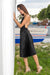 Queencii – 65cm Long Glow Night Metallic Pleated Long Skirt Black